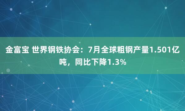 金富宝 世界钢铁协会：7月全球粗钢产量1.501亿吨，同比下降1.3%